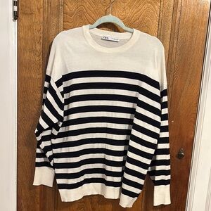Zara Black and White Striped Sweater